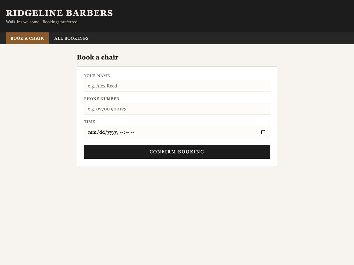 A working booking system built by AI, from the showcase, replacing a scheduling subscription.