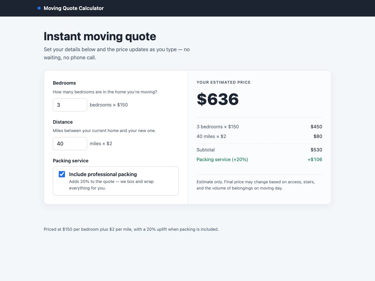 A cost calculator built without writing code
