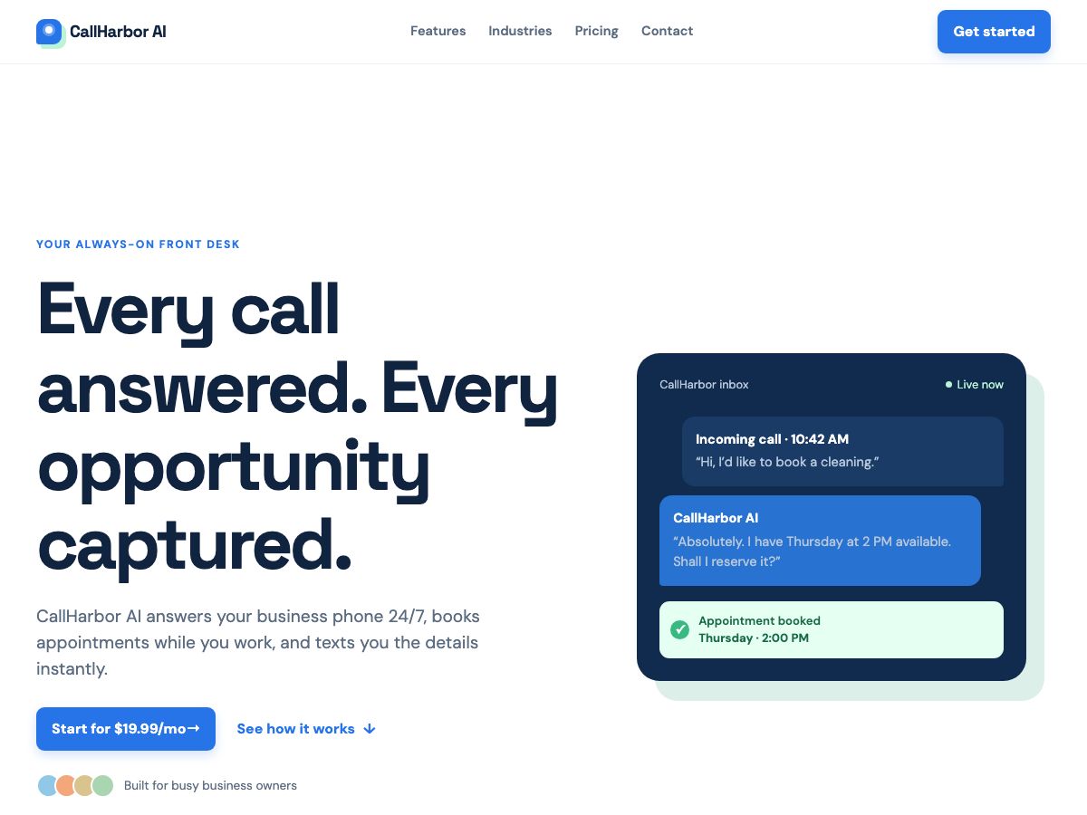 A SaaS landing page, built and published in one click.