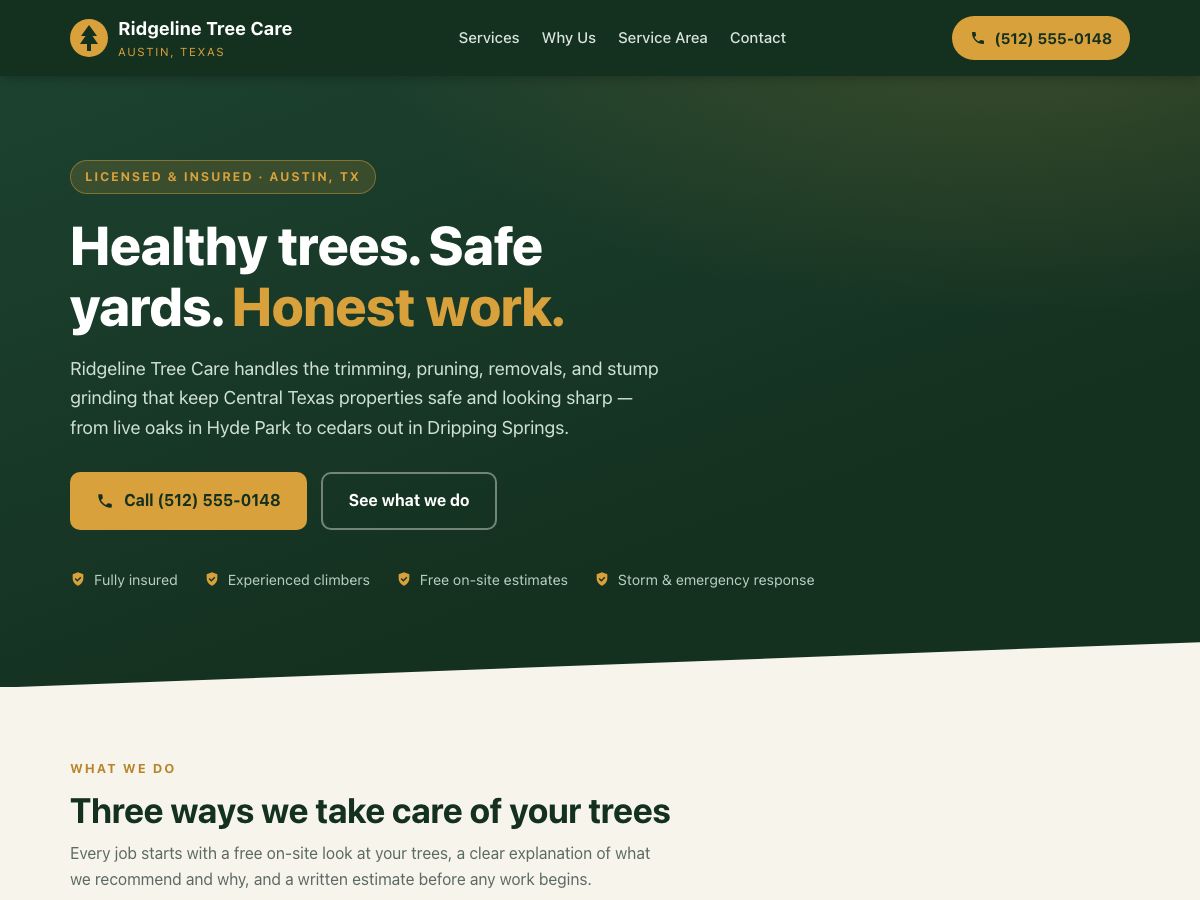 A small business website built without writing code