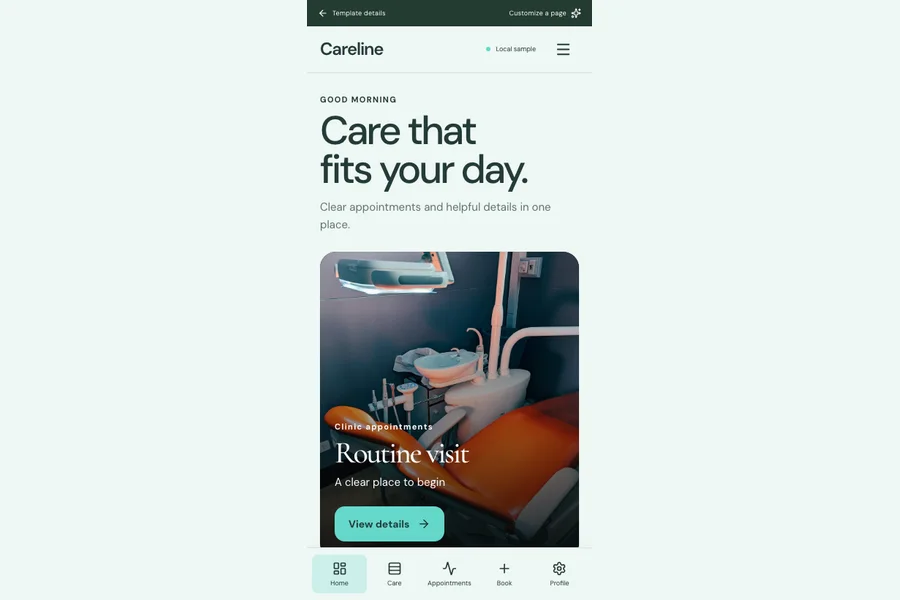 Careline template preview: clinic appointments