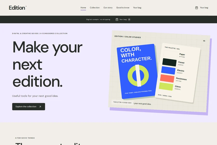 Edition template preview: digital & creative goods