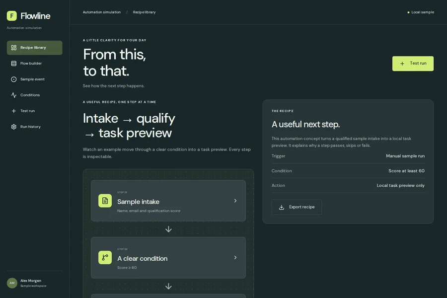 Flowline template preview: automation simulation