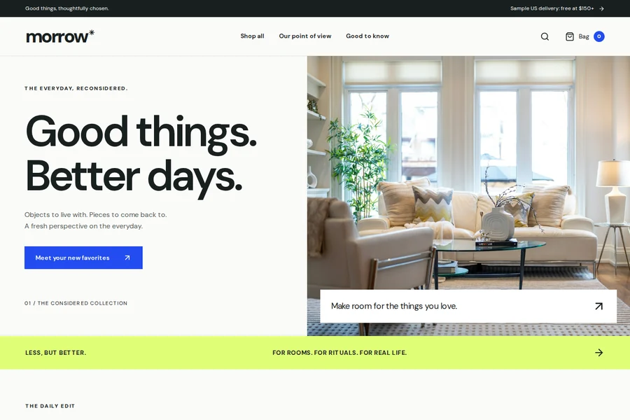 Morrow template preview: home & objects