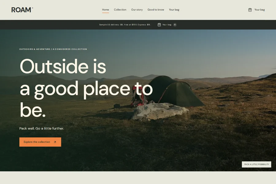 Roam template preview: outdoors & adventure