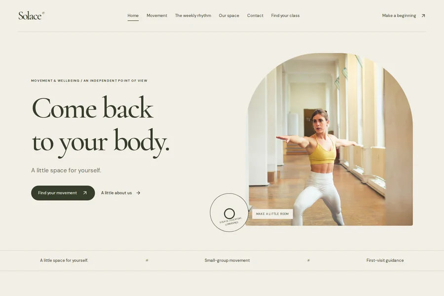 Solace template preview: movement & wellbeing