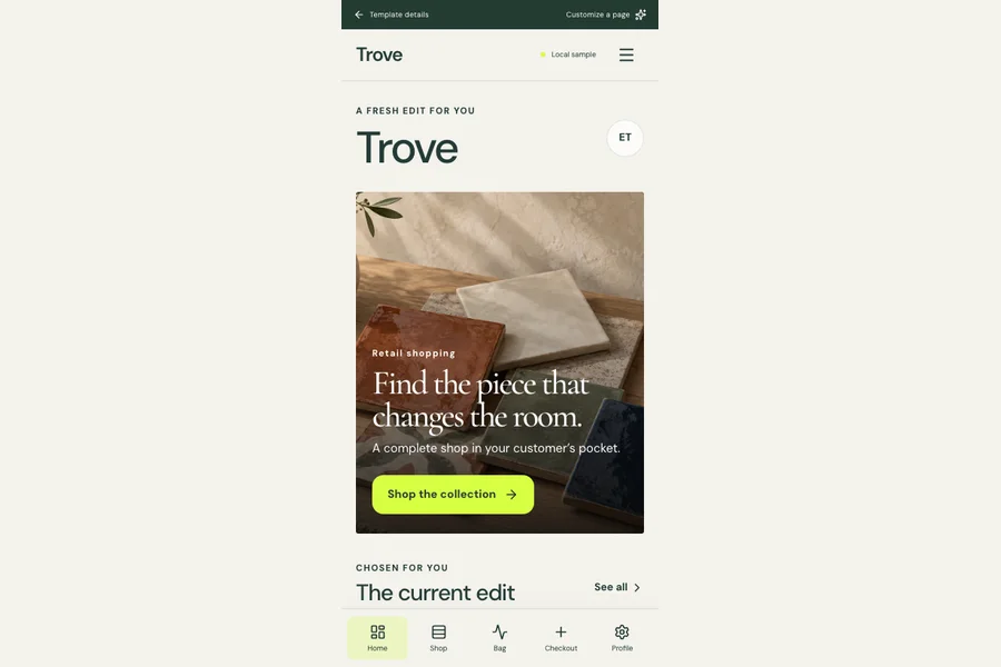 Trove template preview: retail shopping