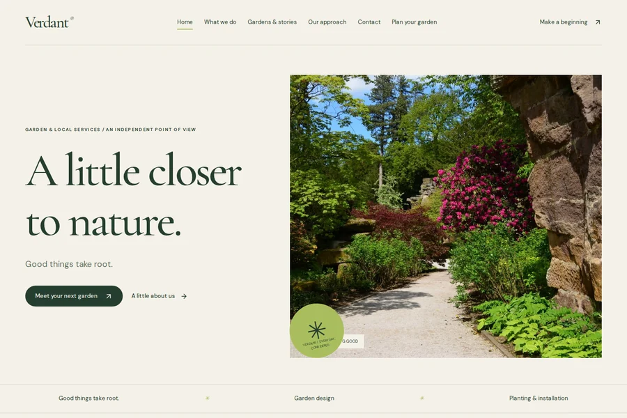 Verdant template preview: garden & local services